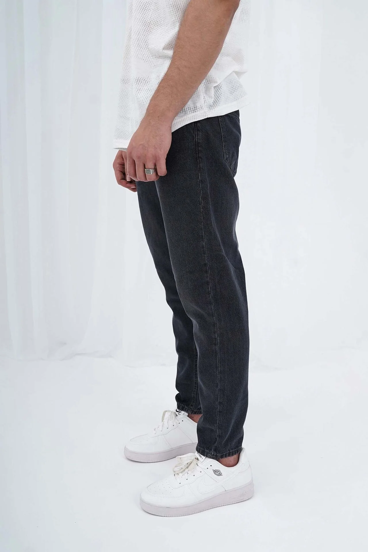 Black Denim Jeans - Straight Fit - Image 3