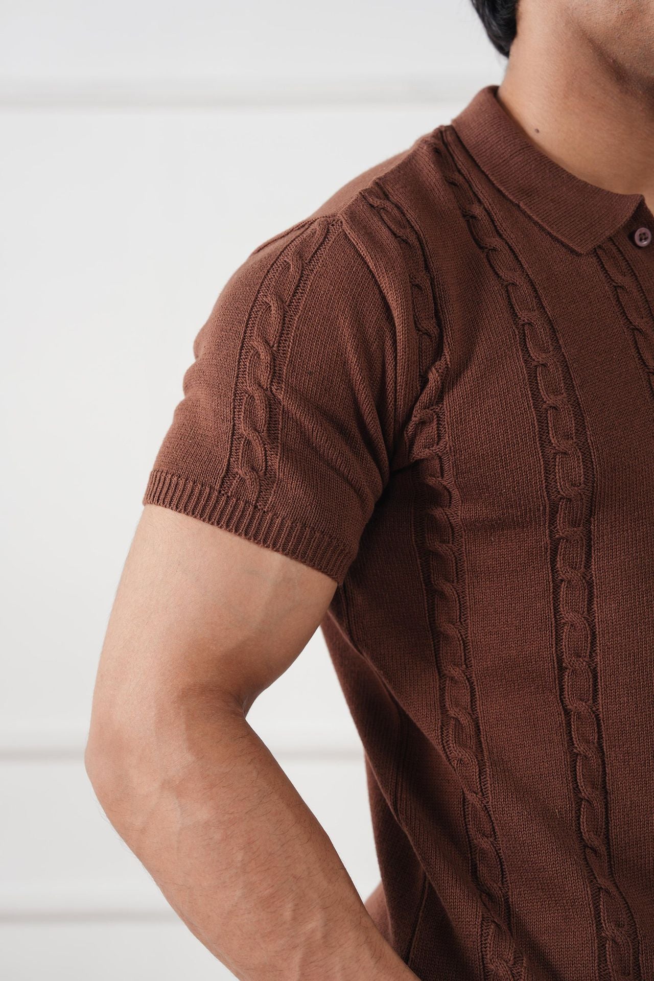 Cable Knit Polo Shirt (MKP-01) - Image 10
