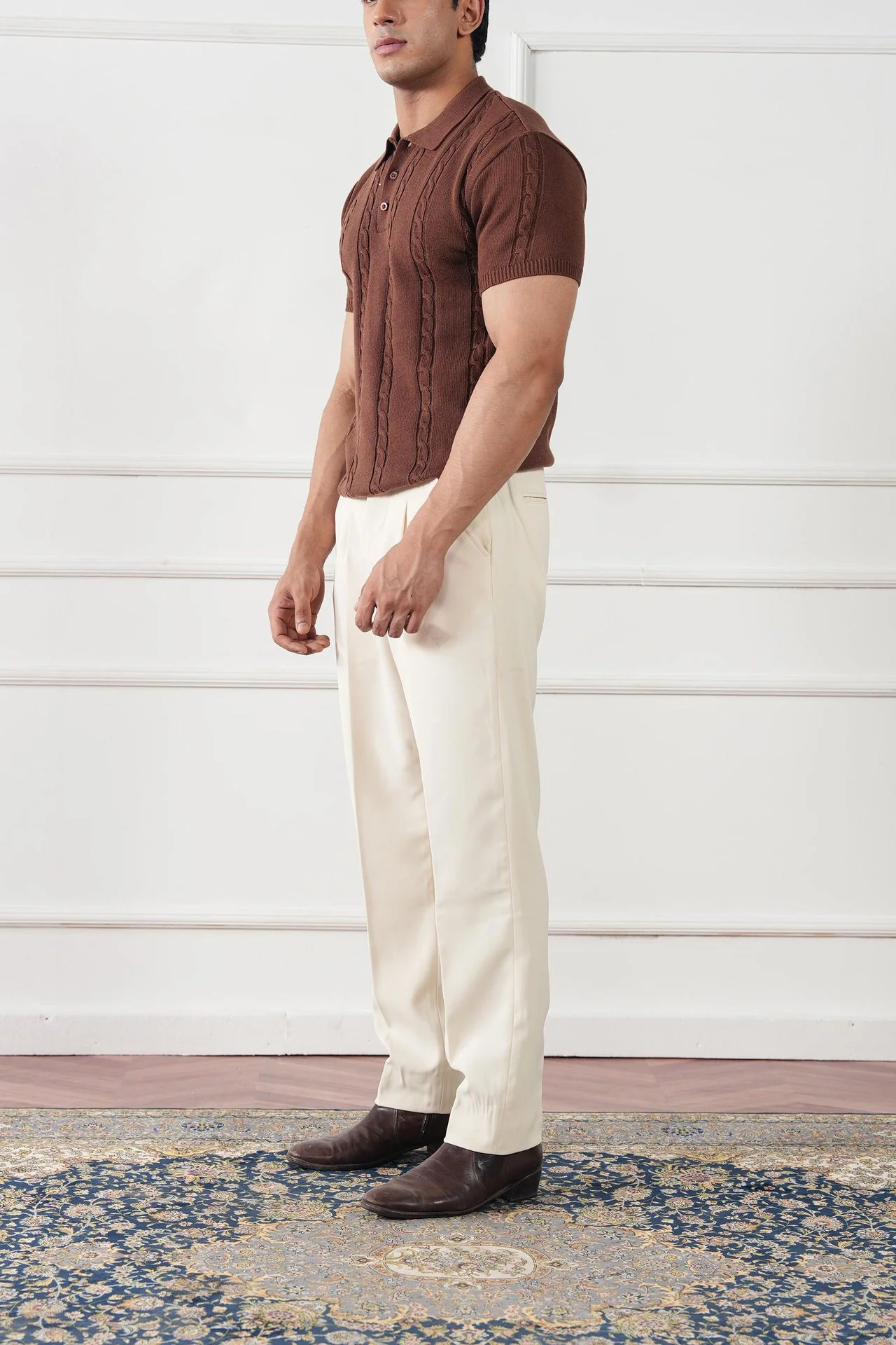 Cable Knit Polo Shirt (MKP-01) - Image 14