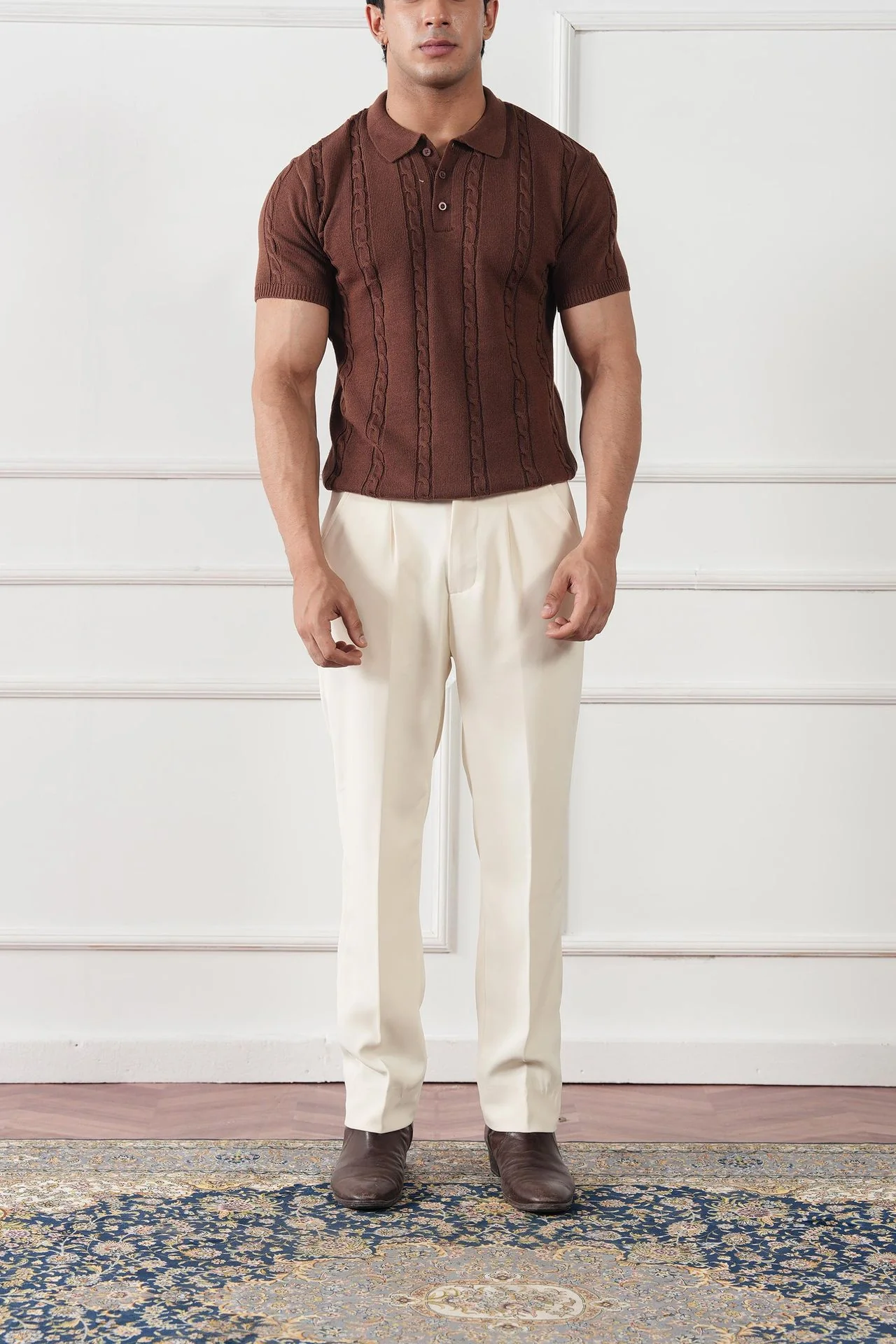 Cable Knit Polo Shirt (MKP-01) - Image 6