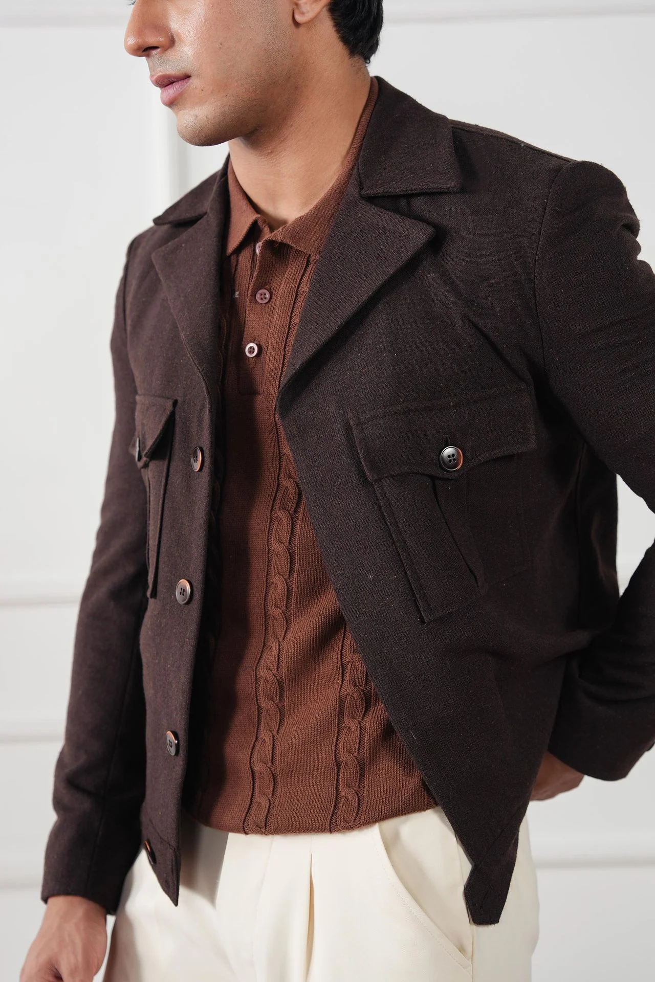 Cable Knit Polo Shirt (MKP-01) - Image 9