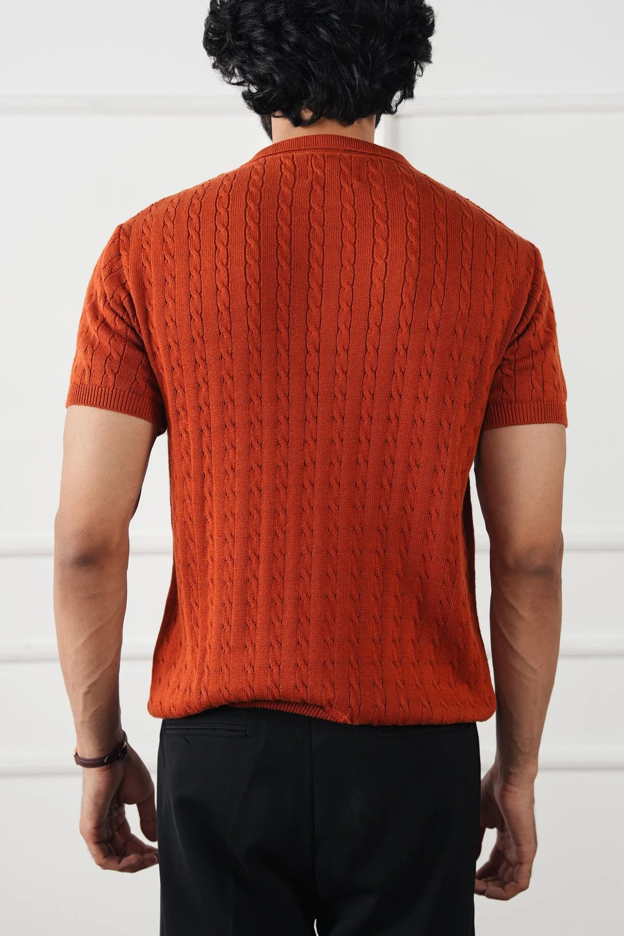 Cable Knit Polo Shirt (MKP-05) - Image 5