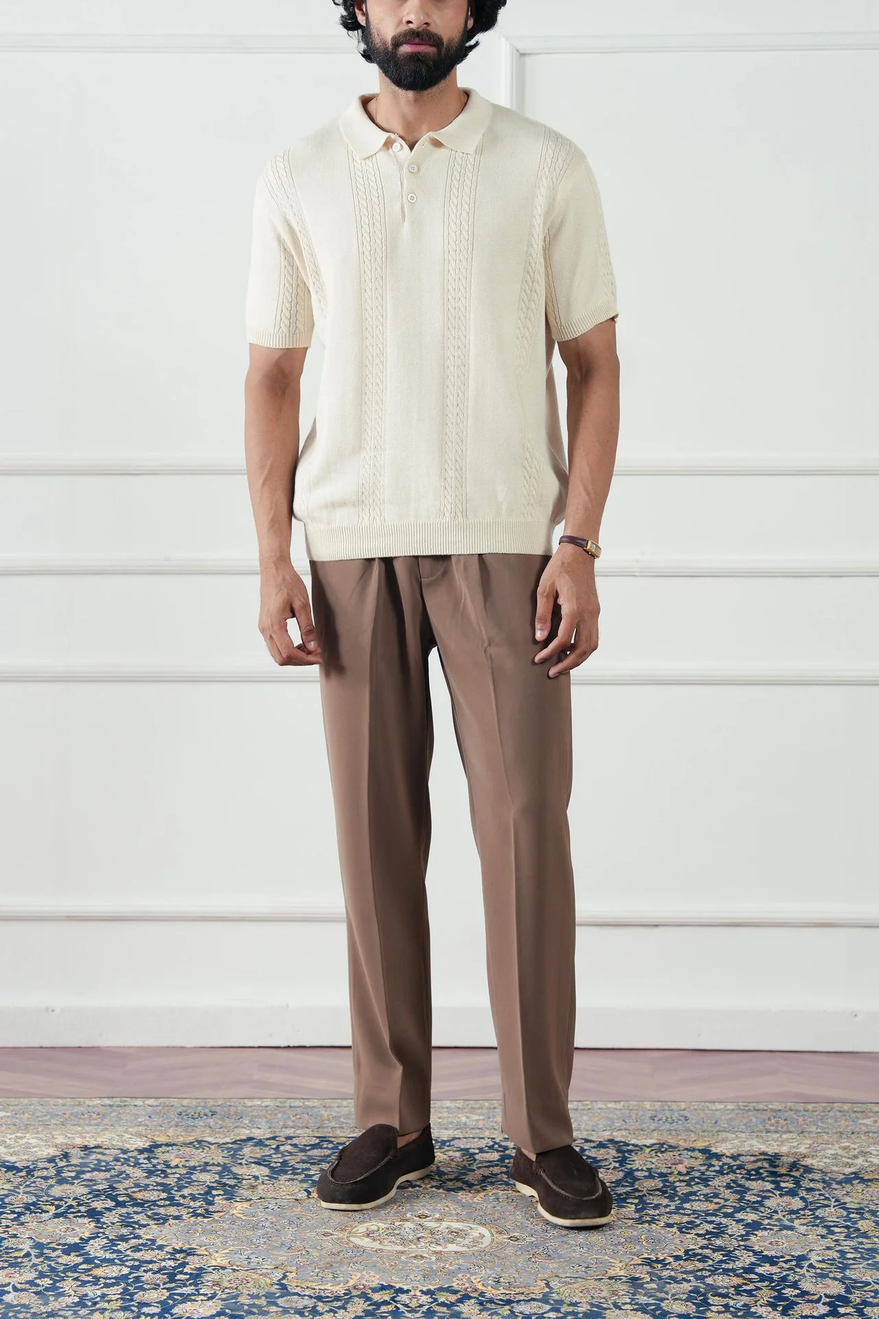Cable Knit Polo Shirt (MKP-07) - Image 3