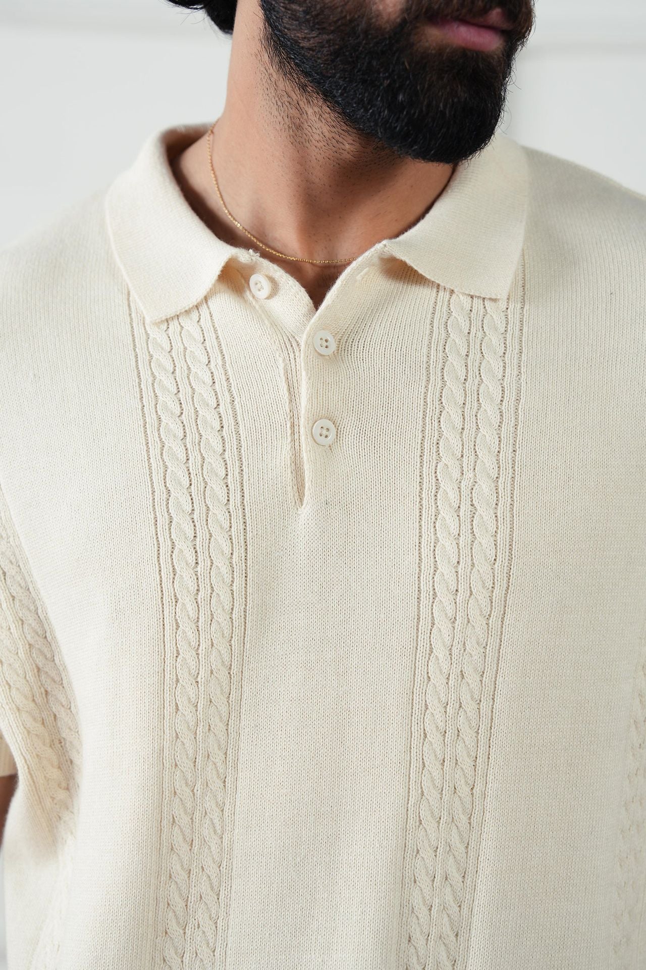 Cable Knit Polo Shirt (MKP-07) - Image 4