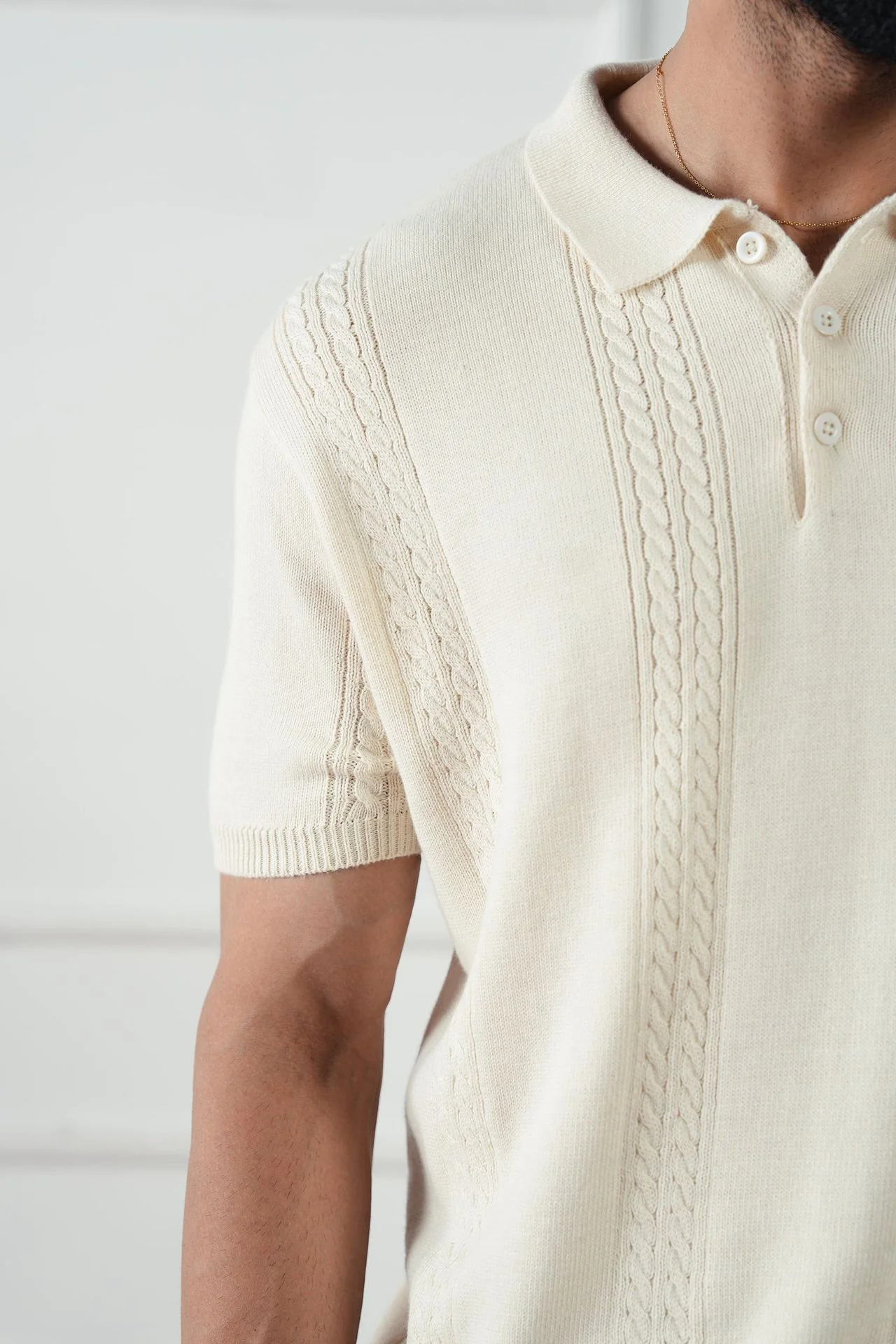 Cable Knit Polo Shirt (MKP-07) - Image 5