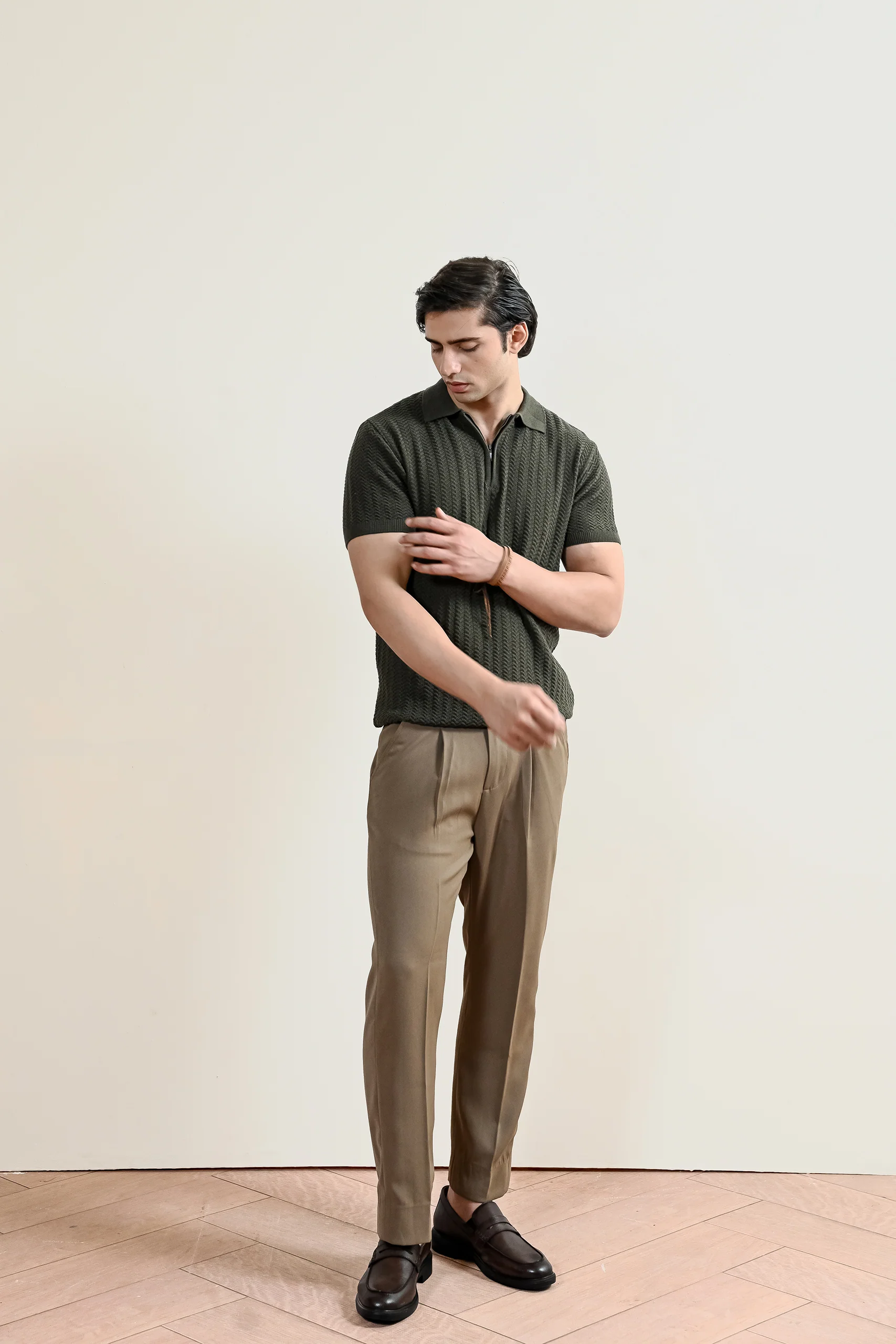 Chevron Knit Polo Shirt (MKP-15) - Image 3