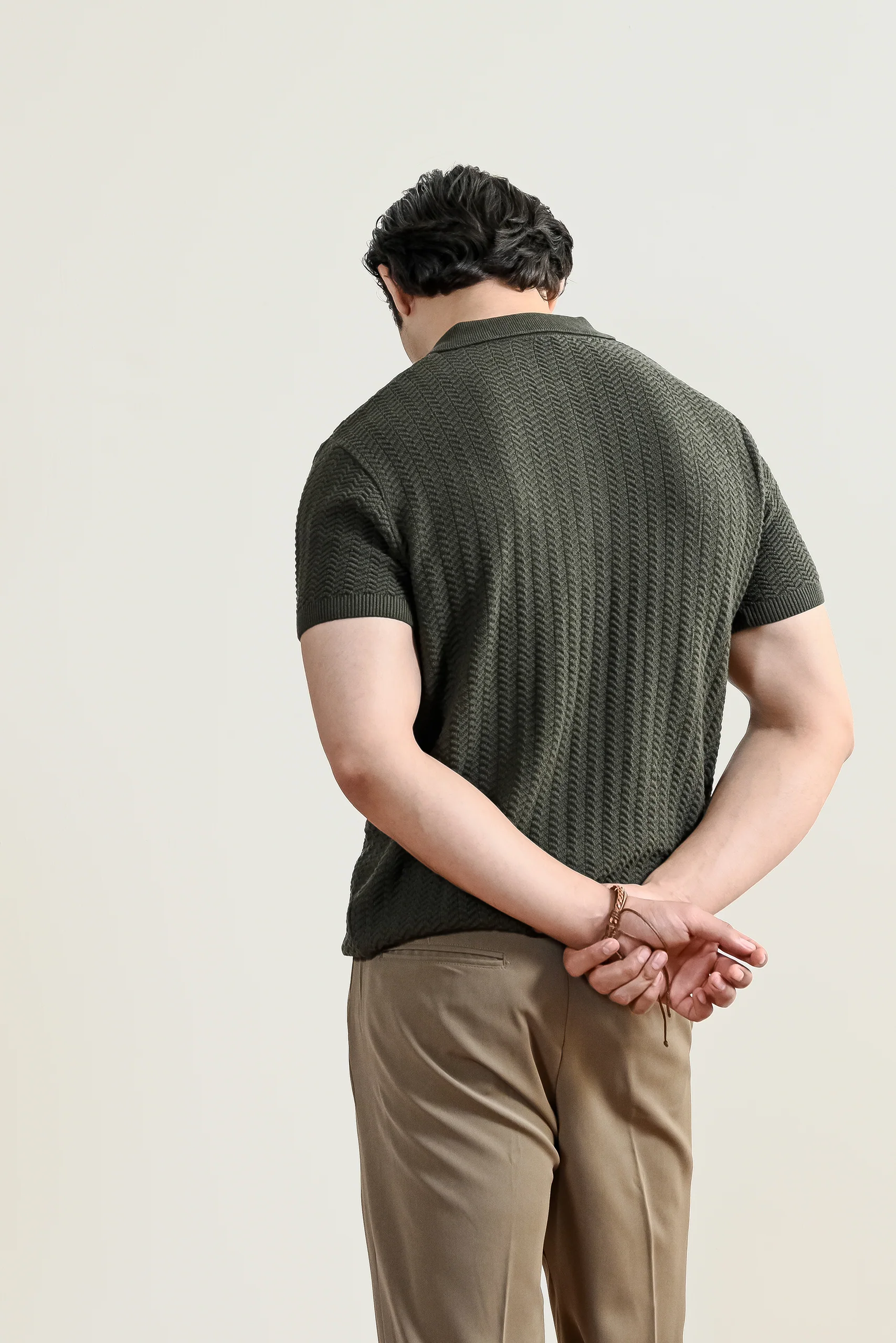 Chevron Knit Polo Shirt (MKP-15) - Image 5