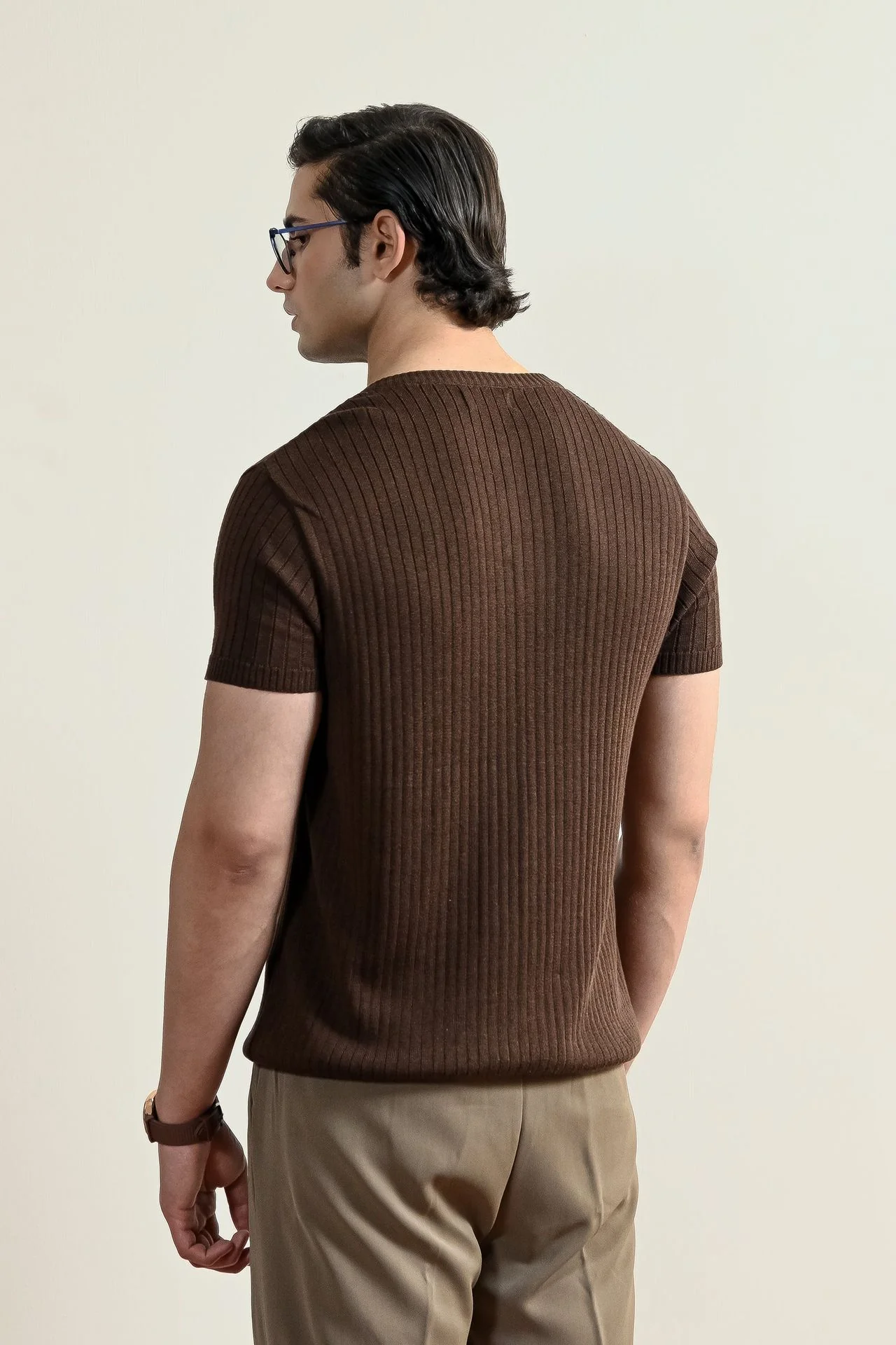 Drop Needle Knit Henley Shirt (MKH-17) - Image 7