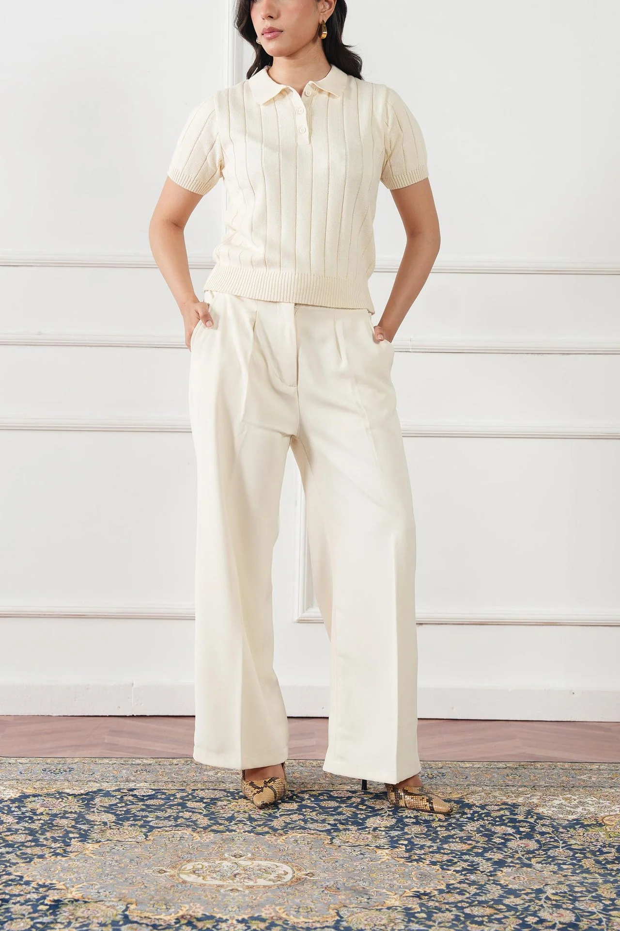 Drop Needle Knit Polo Shirt (WKP-03) - Image 10
