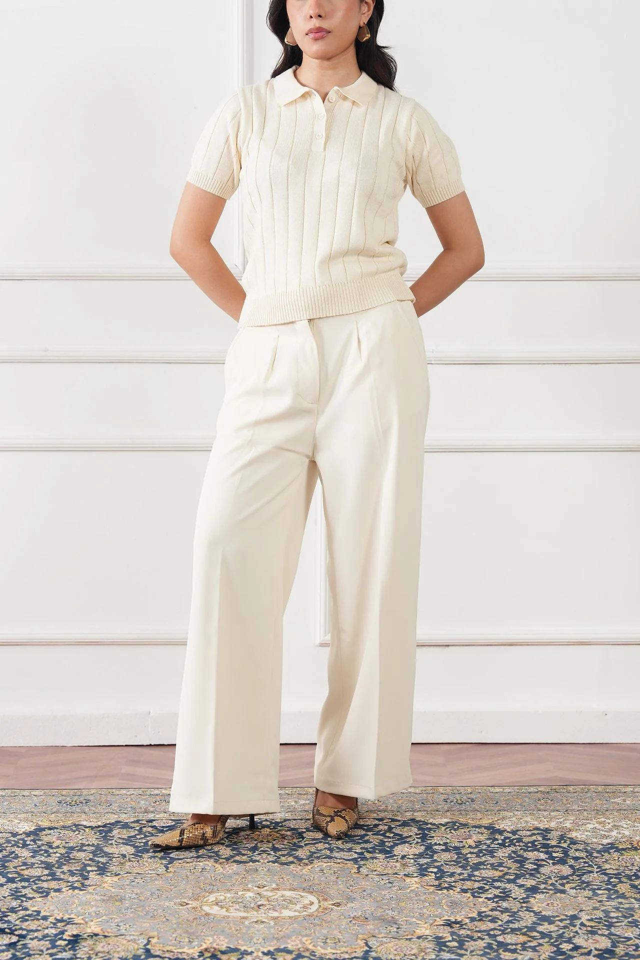 Drop Needle Knit Polo Shirt (WKP-03) - Image 13