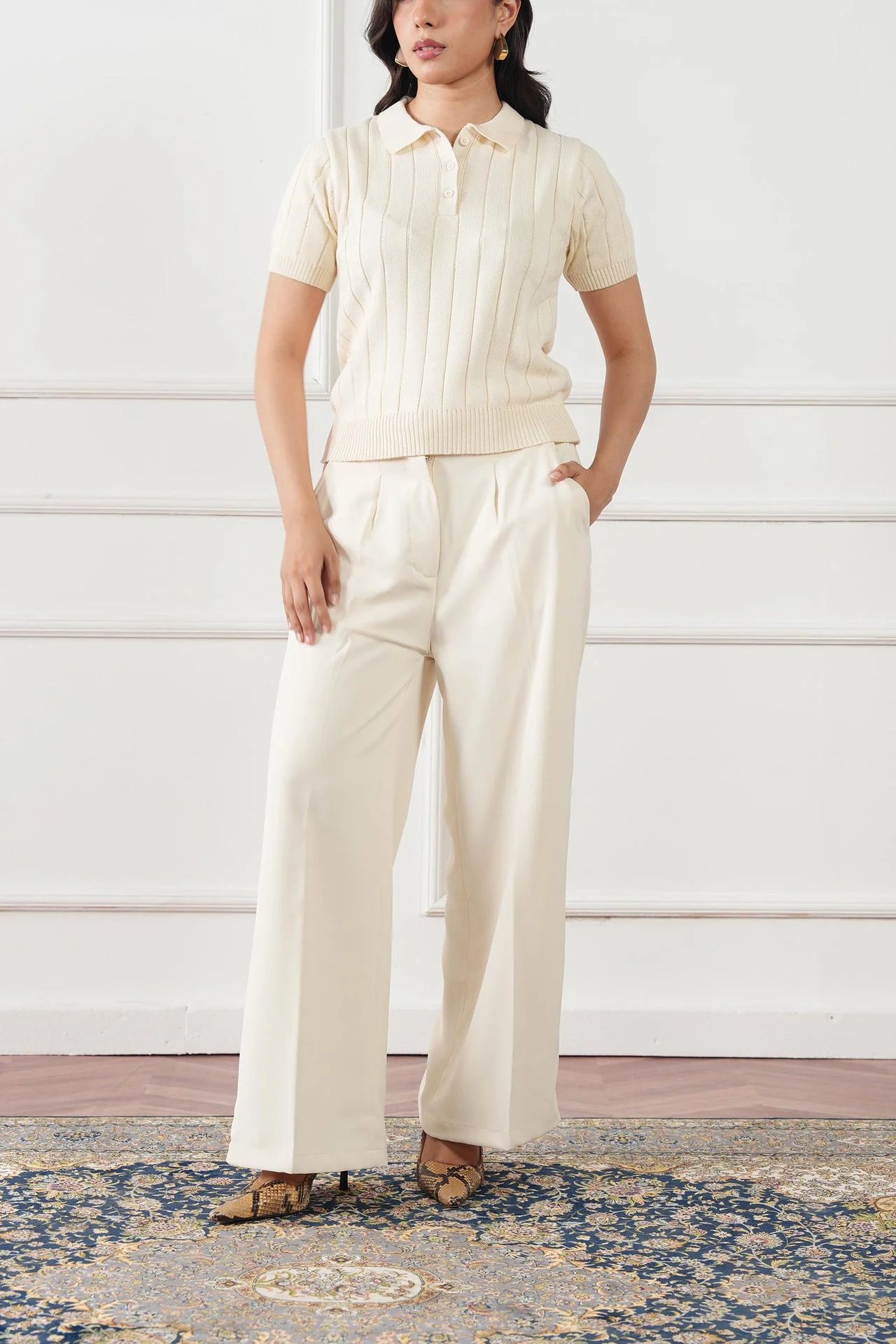 Drop Needle Knit Polo Shirt (WKP-03) - Image 15