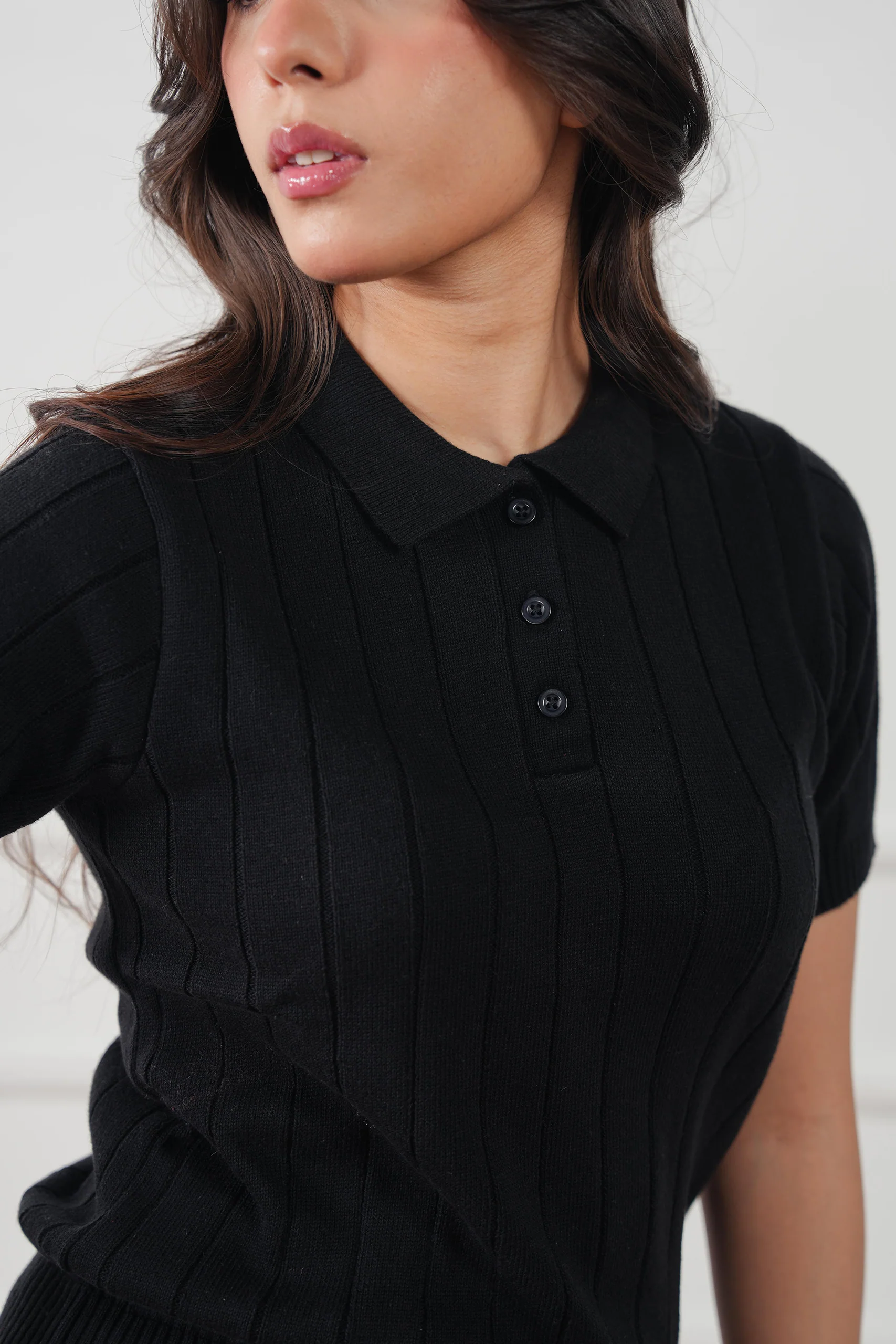 Drop Needle Knit Polo Shirt (WKP-04) - Image 3