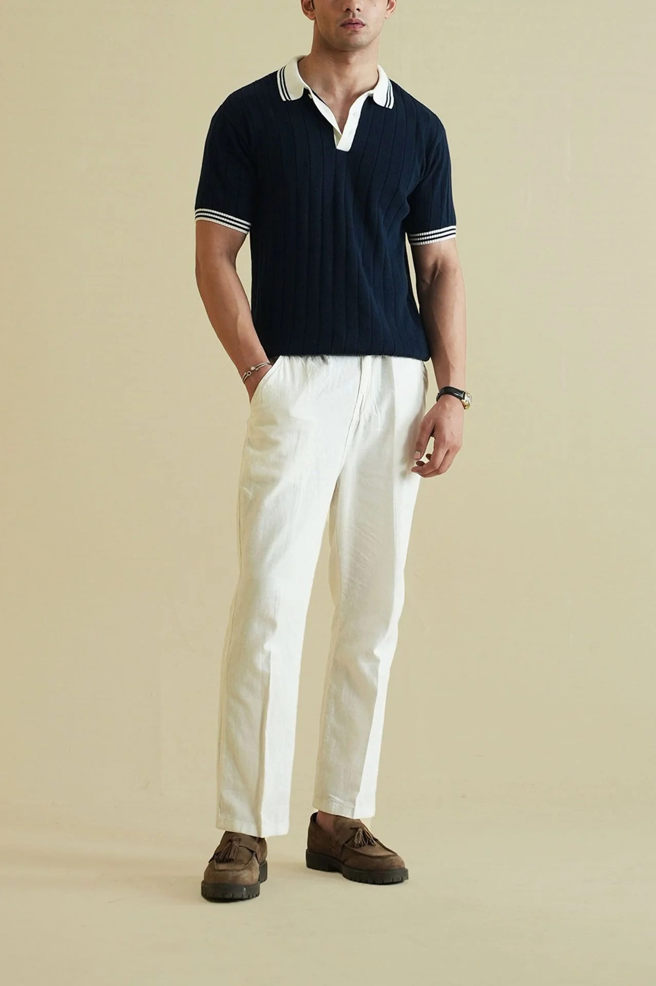 Drop Needle Knitted Polo Shirt (KPS-19) - Image 4