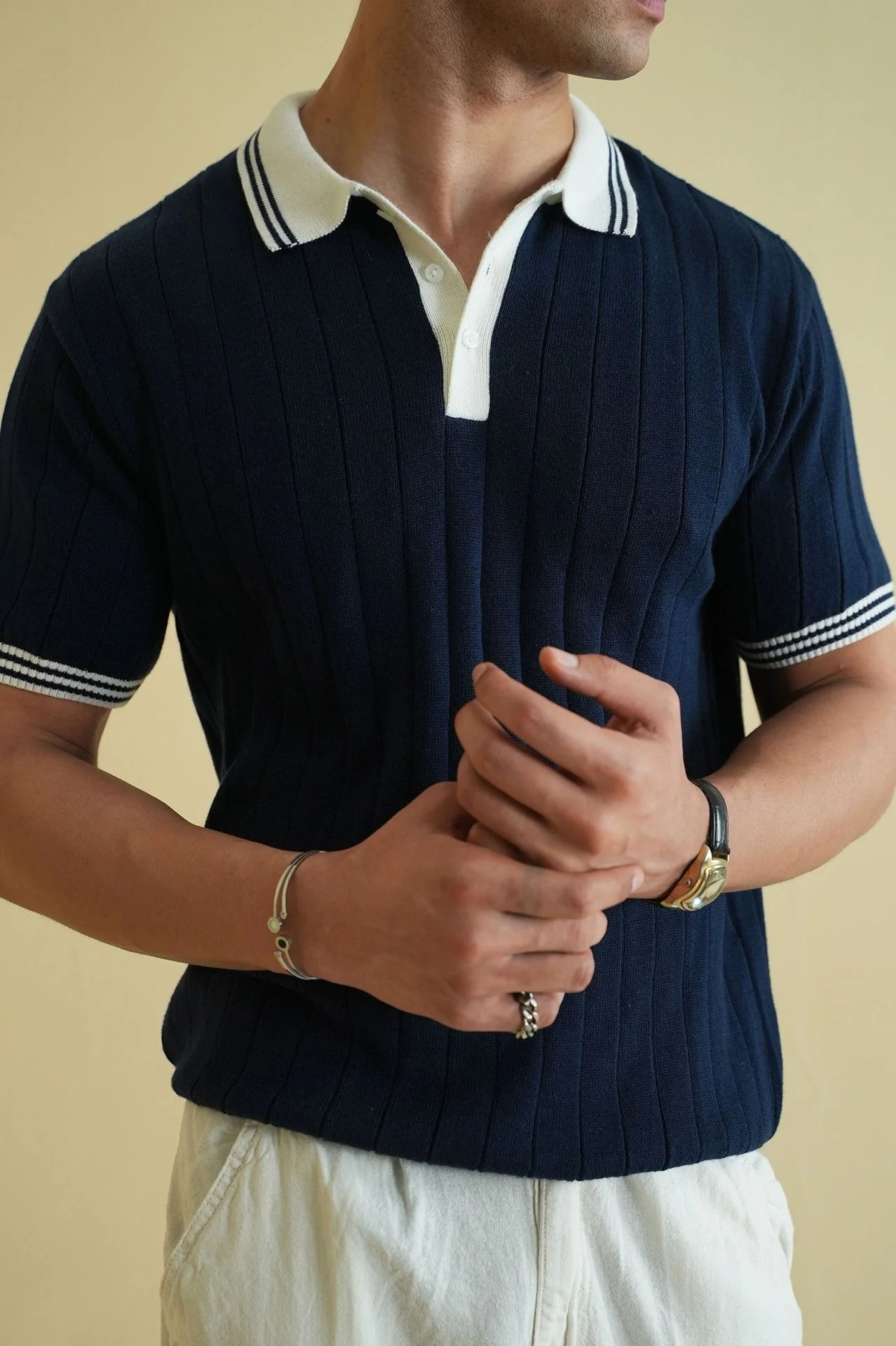 Drop Needle Knitted Polo Shirt (KPS-19) - Image 5