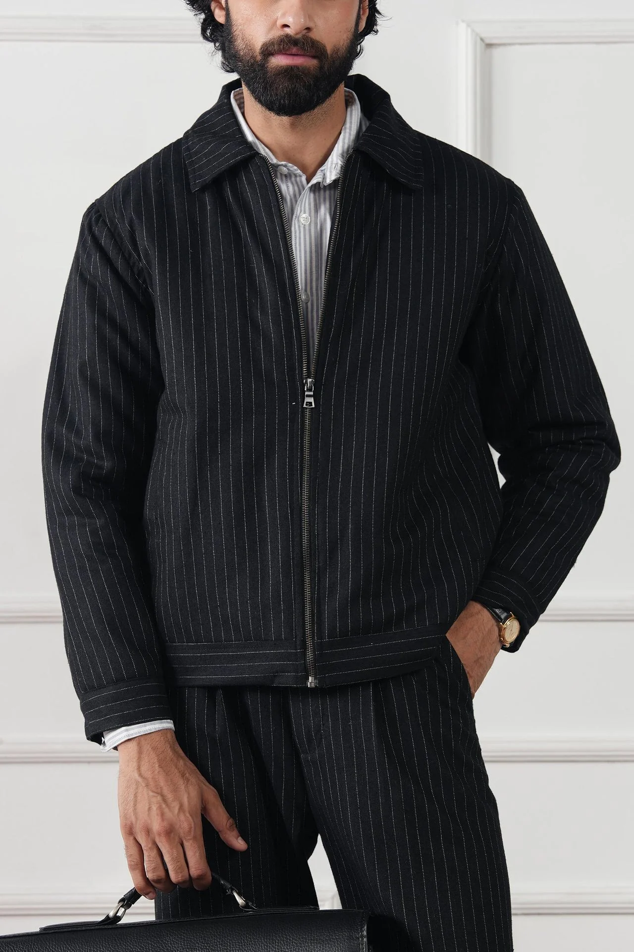 Pinstripe Wool Jacket (MWJ-07) - Image 6