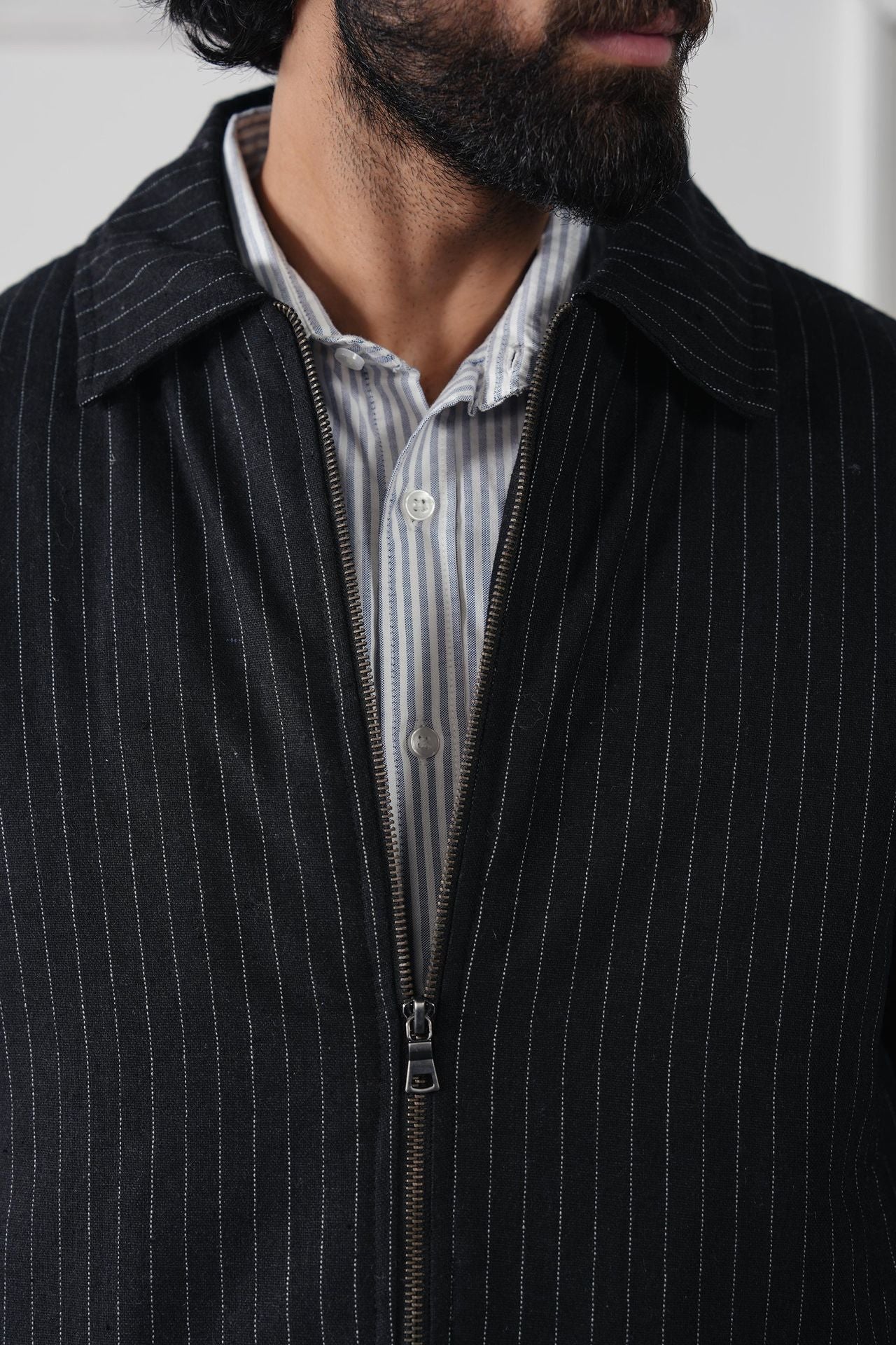 Pinstripe Wool Jacket (MWJ-07) - Image 8