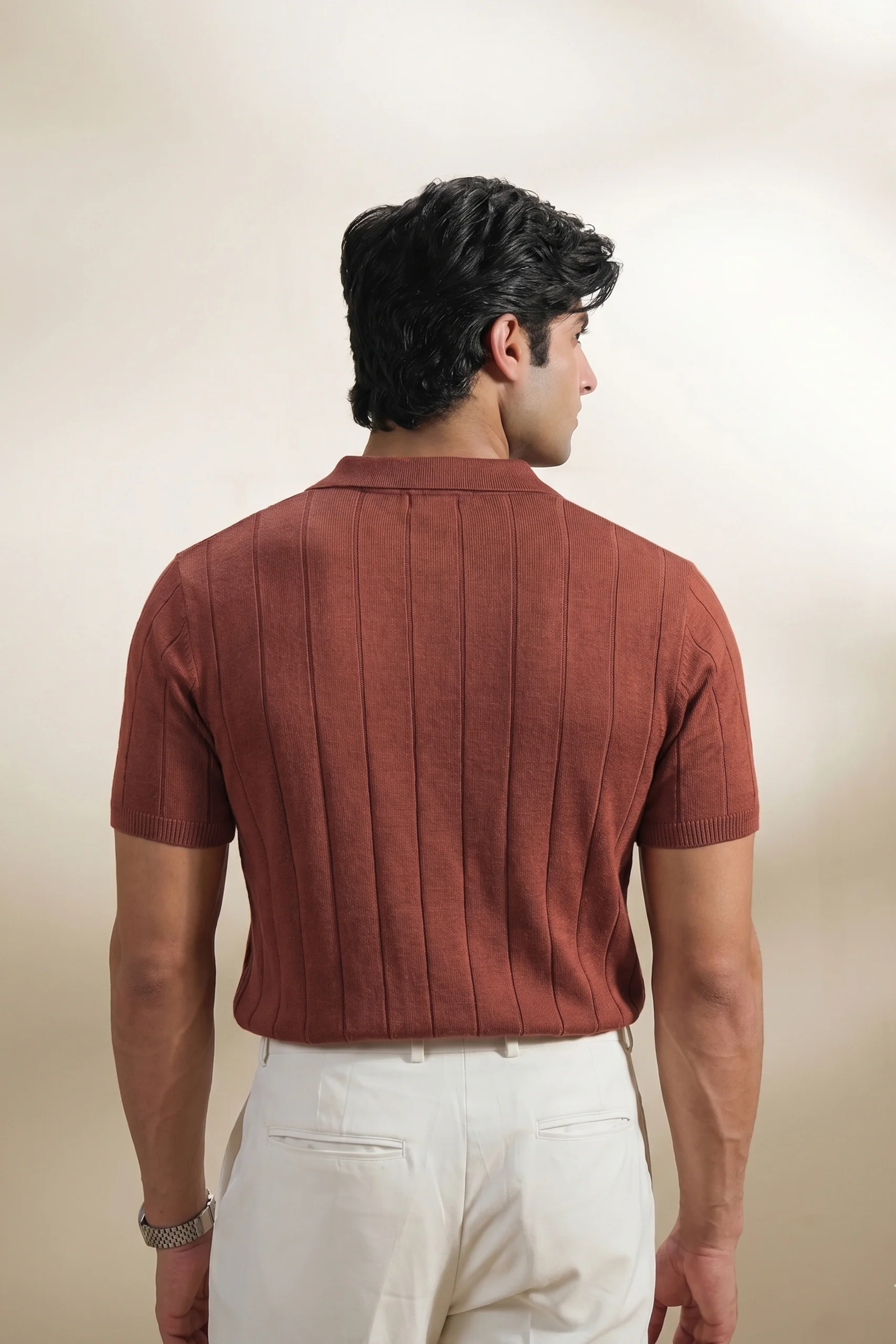 Drop Needle  Knit Polo Shirt (MKP-24) - Image 4