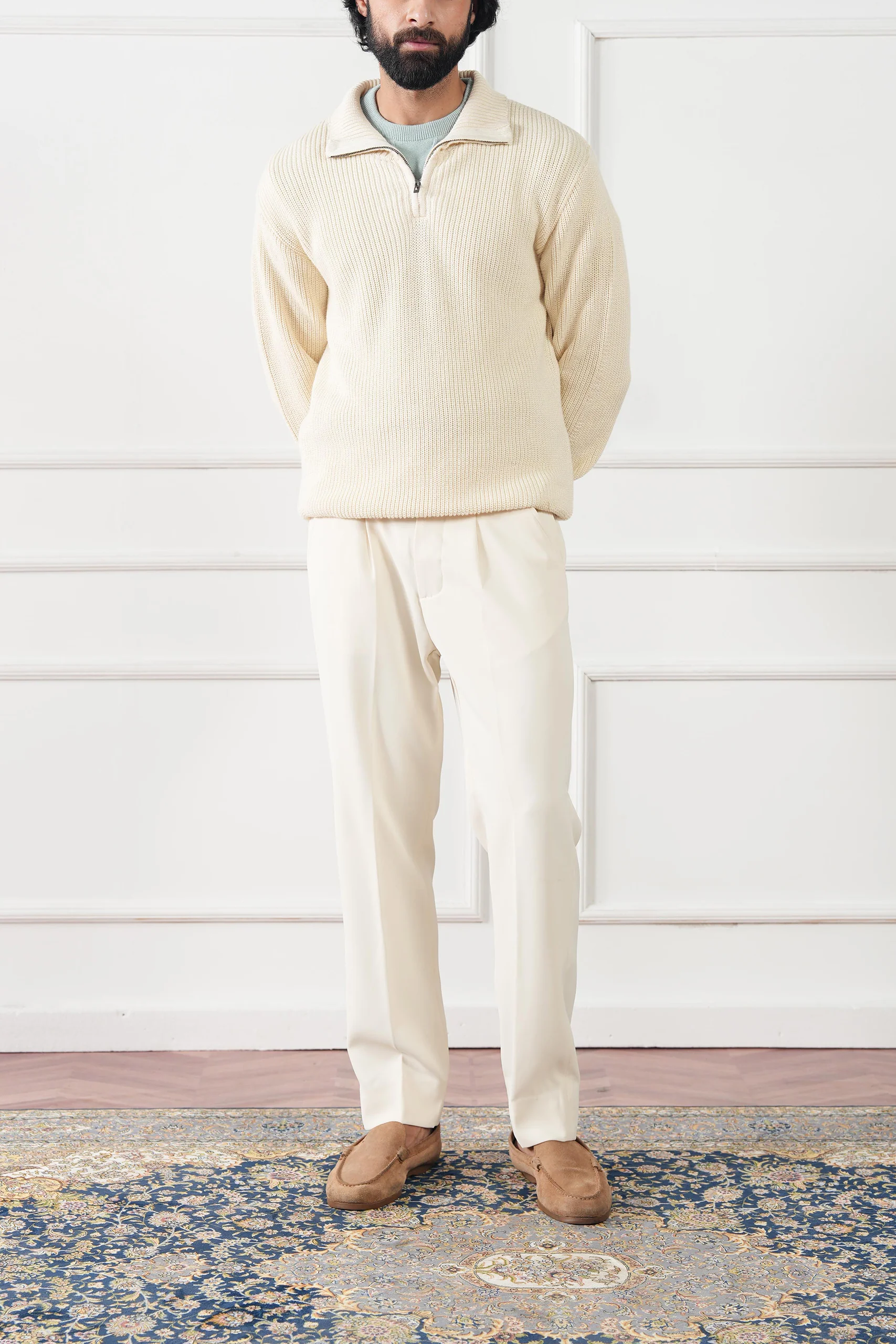 Quarter Zip Knit Sweater (MKZ-02) - Image 13