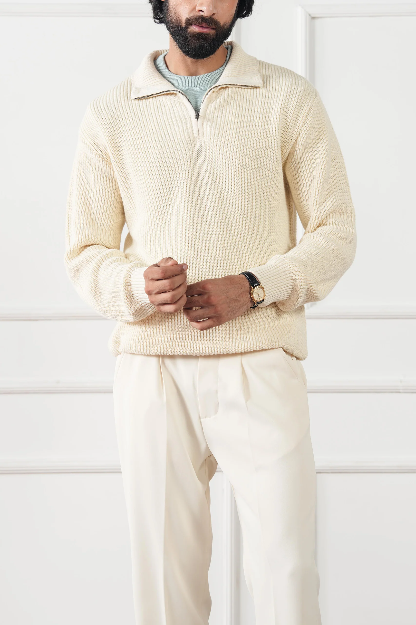 Quarter Zip Knit Sweater (MKZ-02) - Image 16