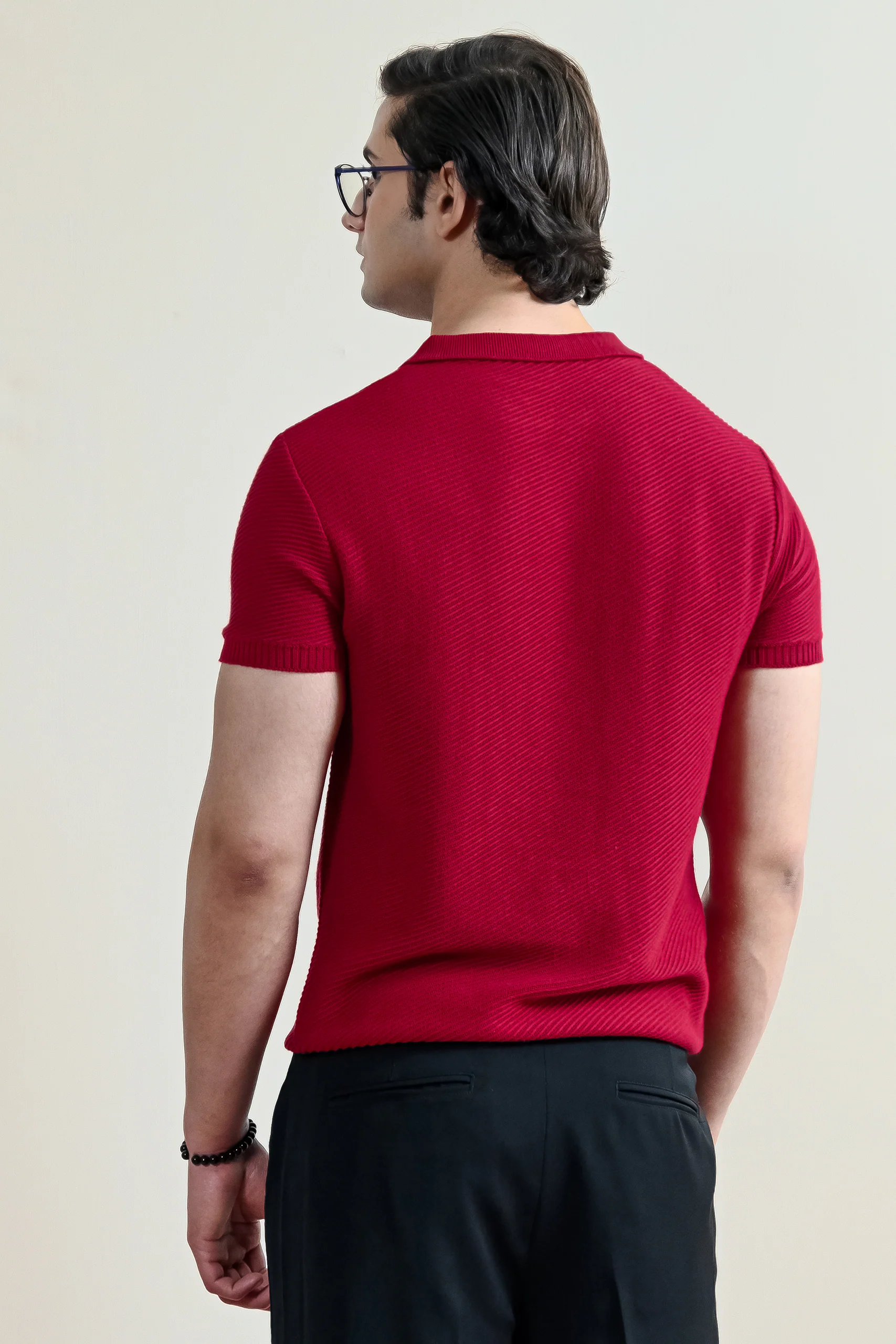Refined Rib Knit Polo Shirt (MKP-06) - Image 4