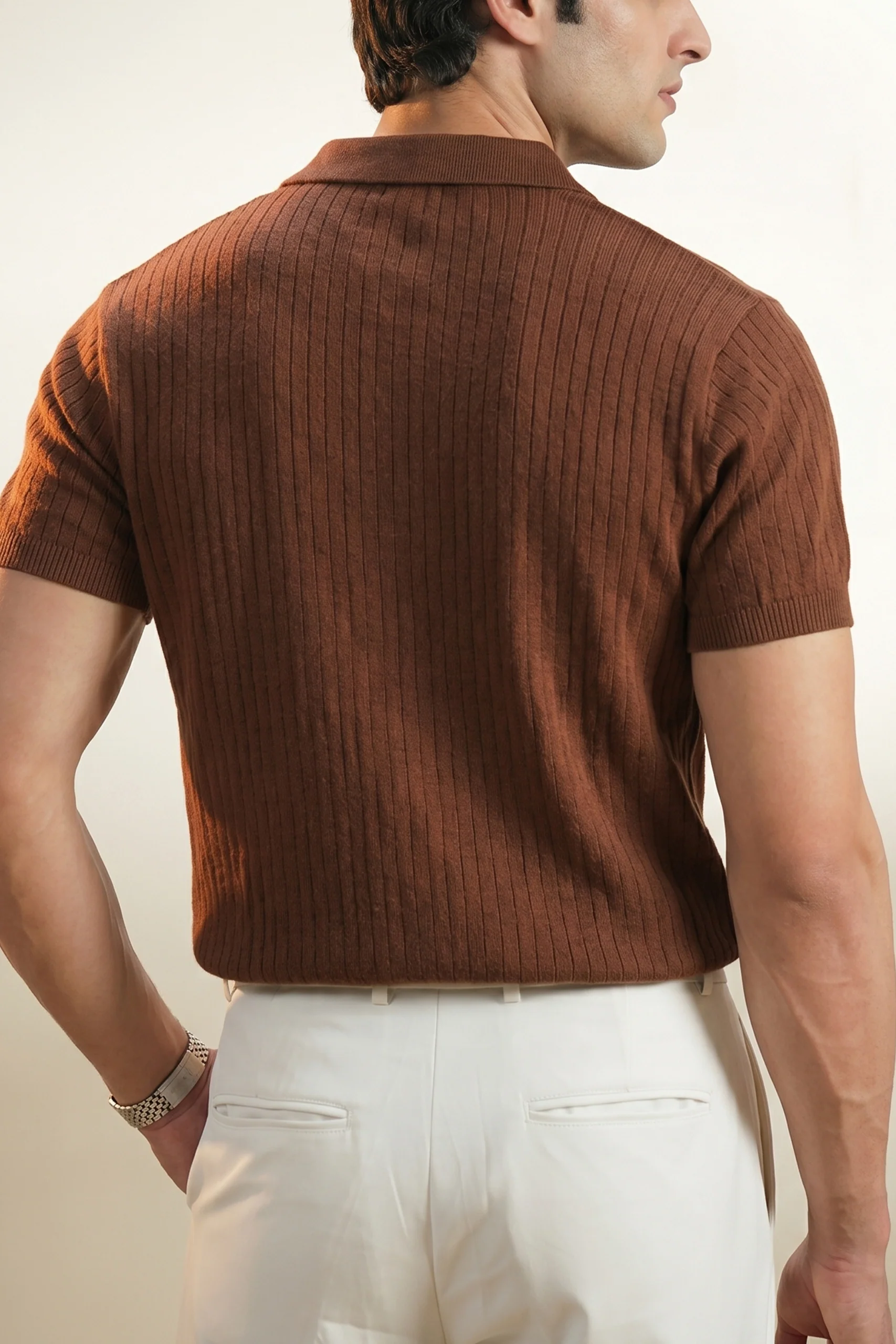 Rib Knit Polo Shirt (MKP-09) - Image 4