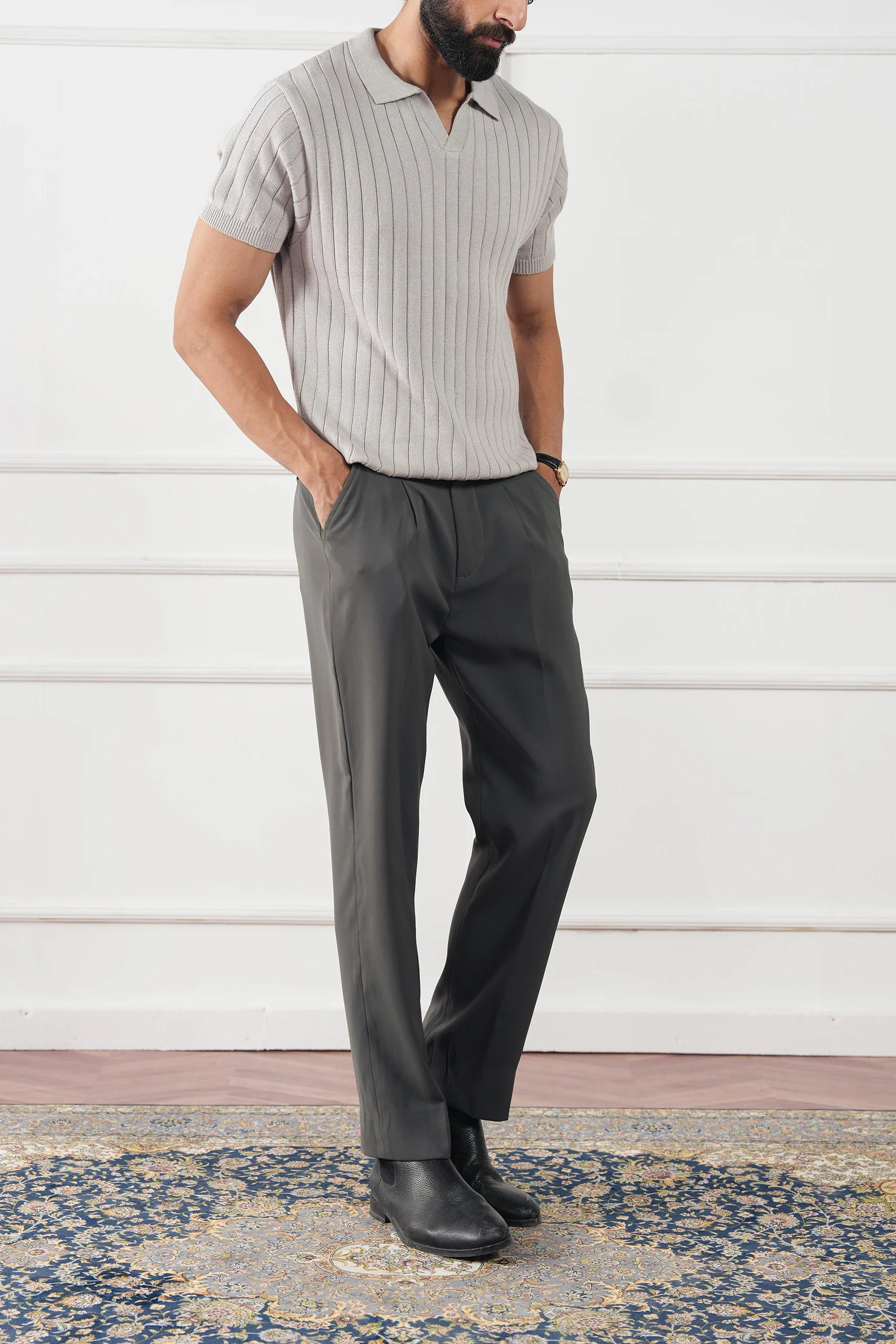 Rib Knit Polo Shirt (MKP-10) - Image 14