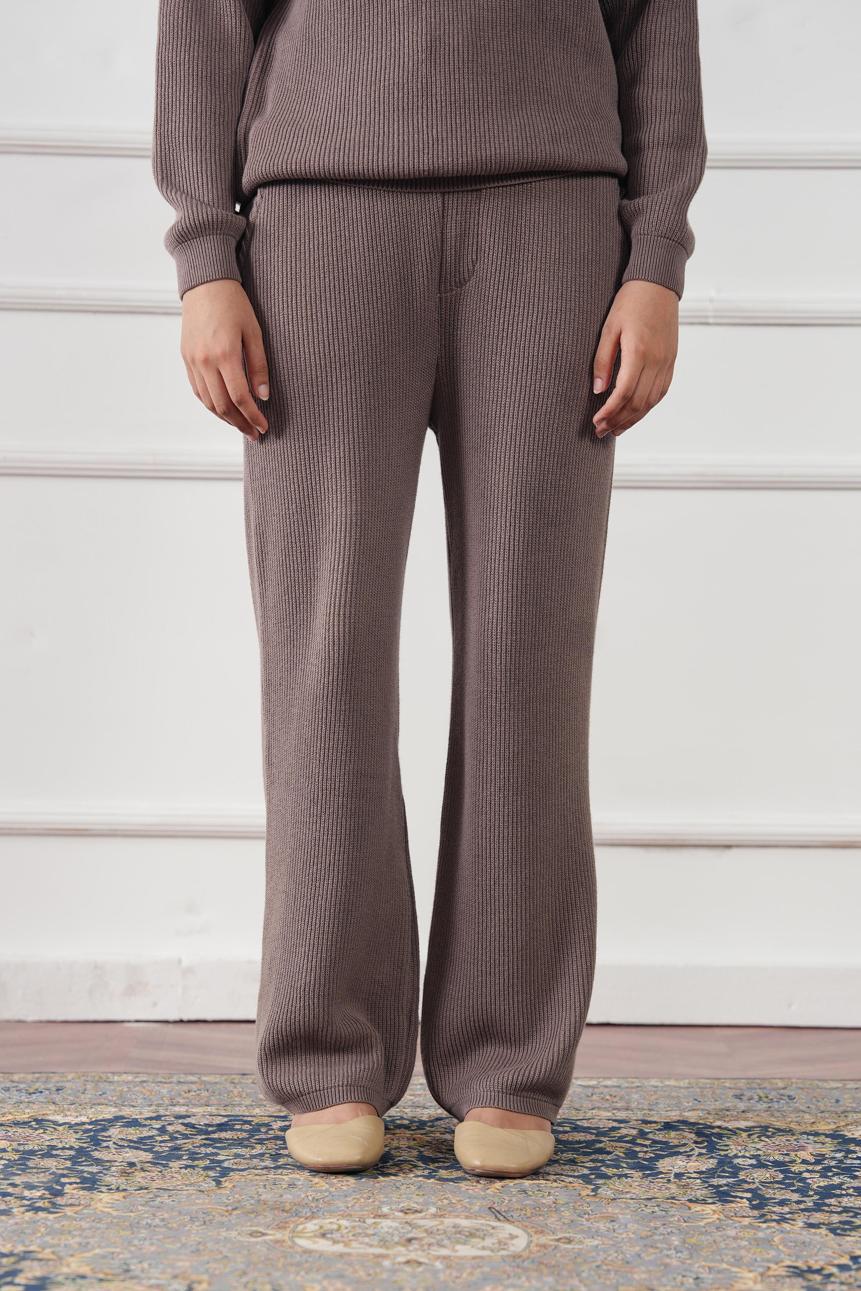 Ribbed Knit Straight Trouser (WKT-01) - Image 3