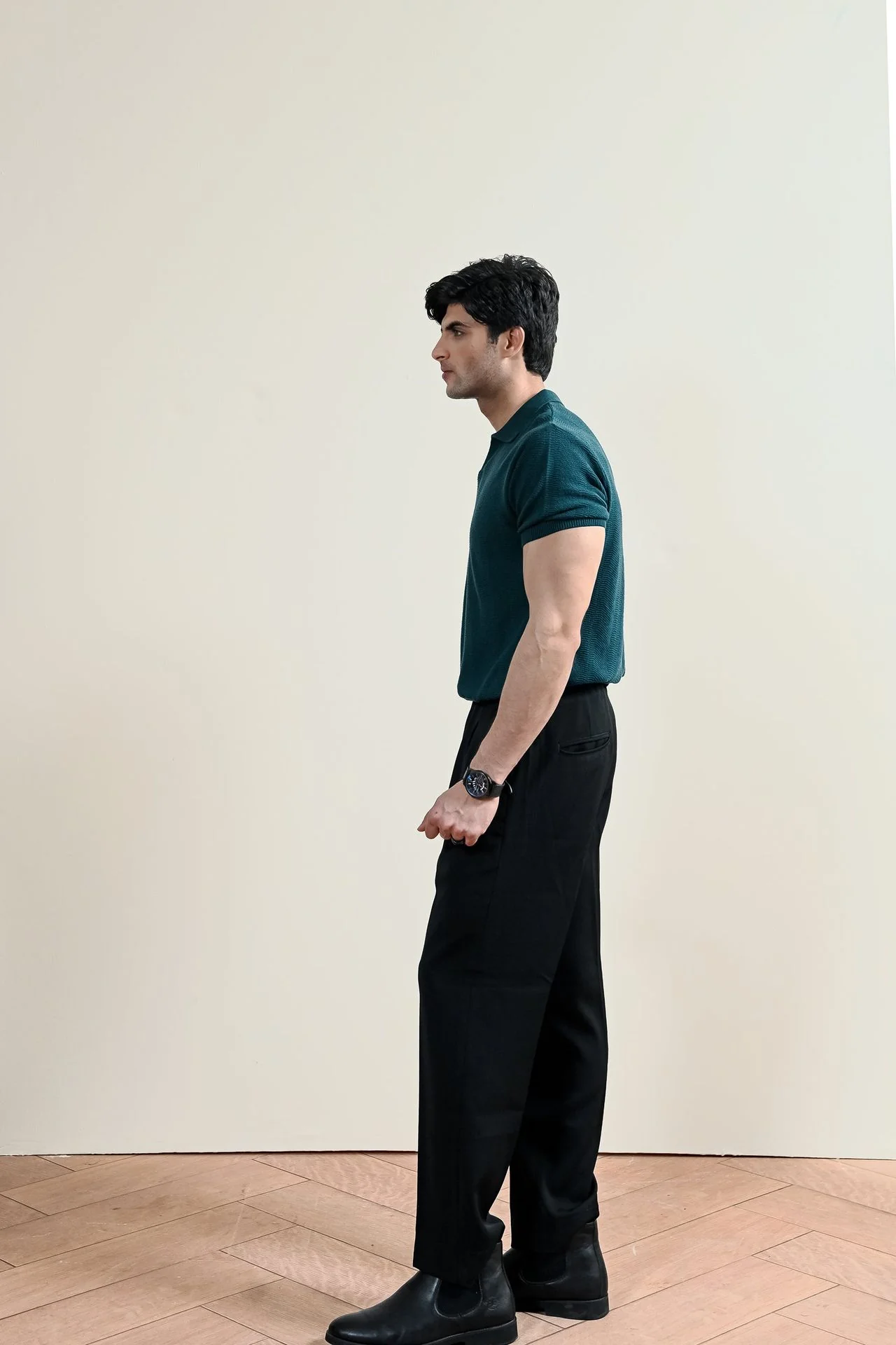 Ribbed Mulberry Knit Polo Shirt (MKP-09) - Image 4