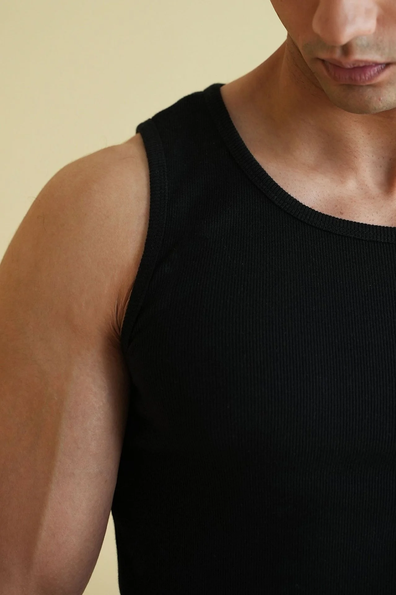 Men's Ribbed Vest - Black - Image 5