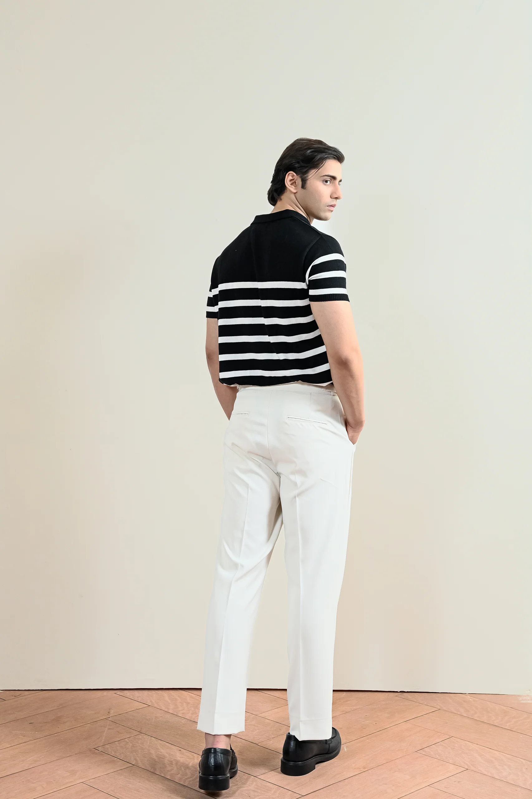 Striped Knit Polo Shirt (MKP-11) - Image 3
