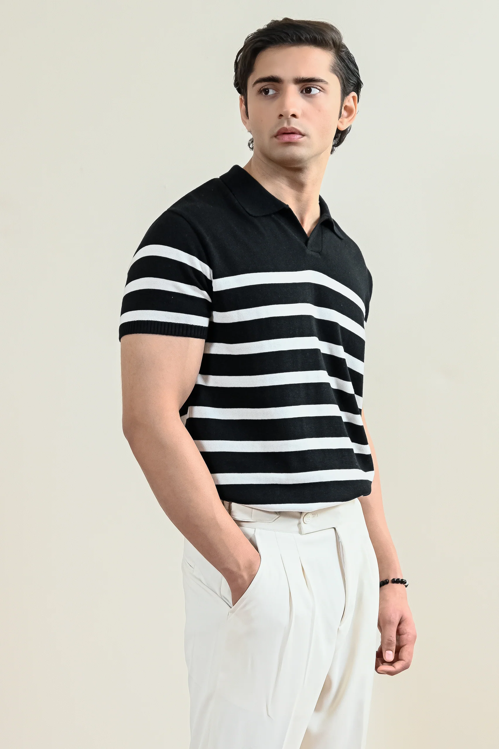 Striped Knit Polo Shirt (MKP-11) - Image 4