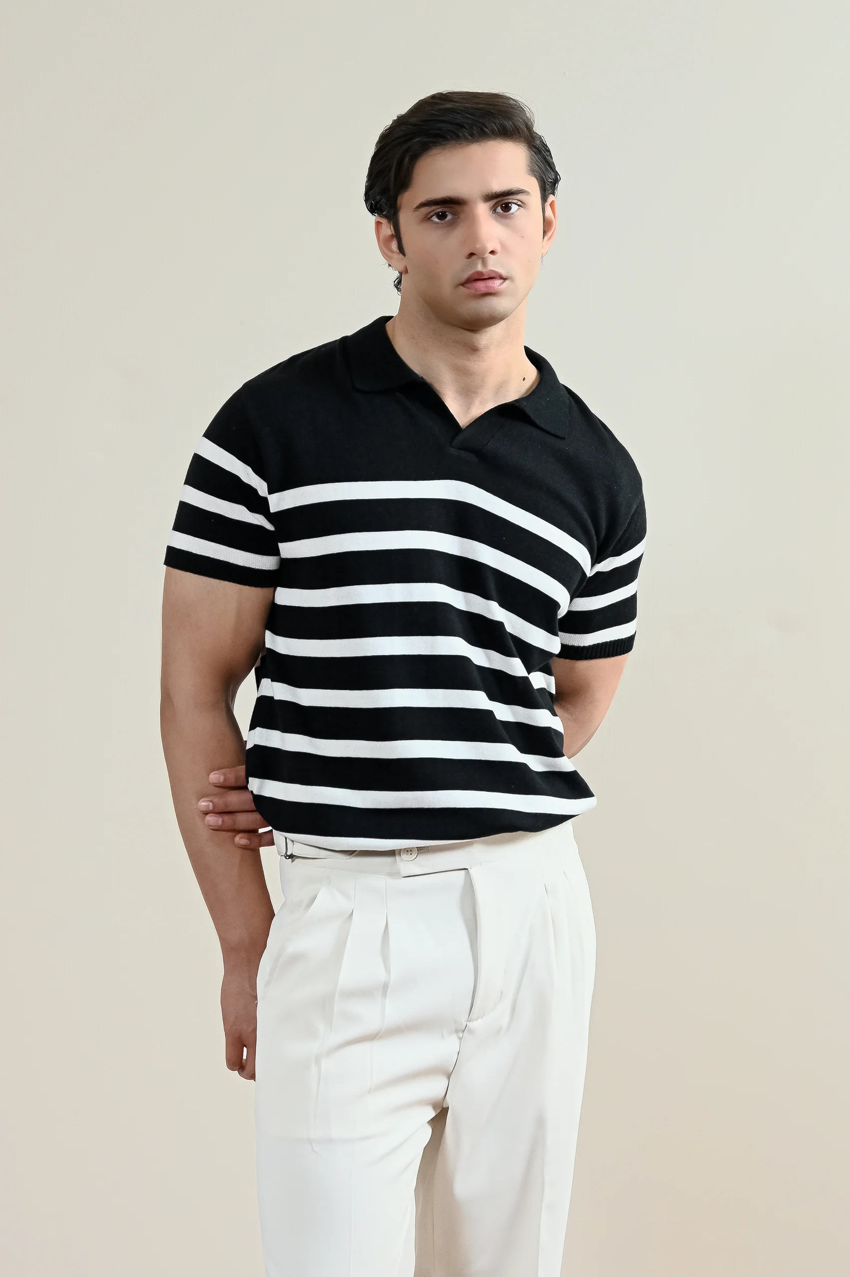 Striped Knit Polo Shirt (MKP-11) - Image 5