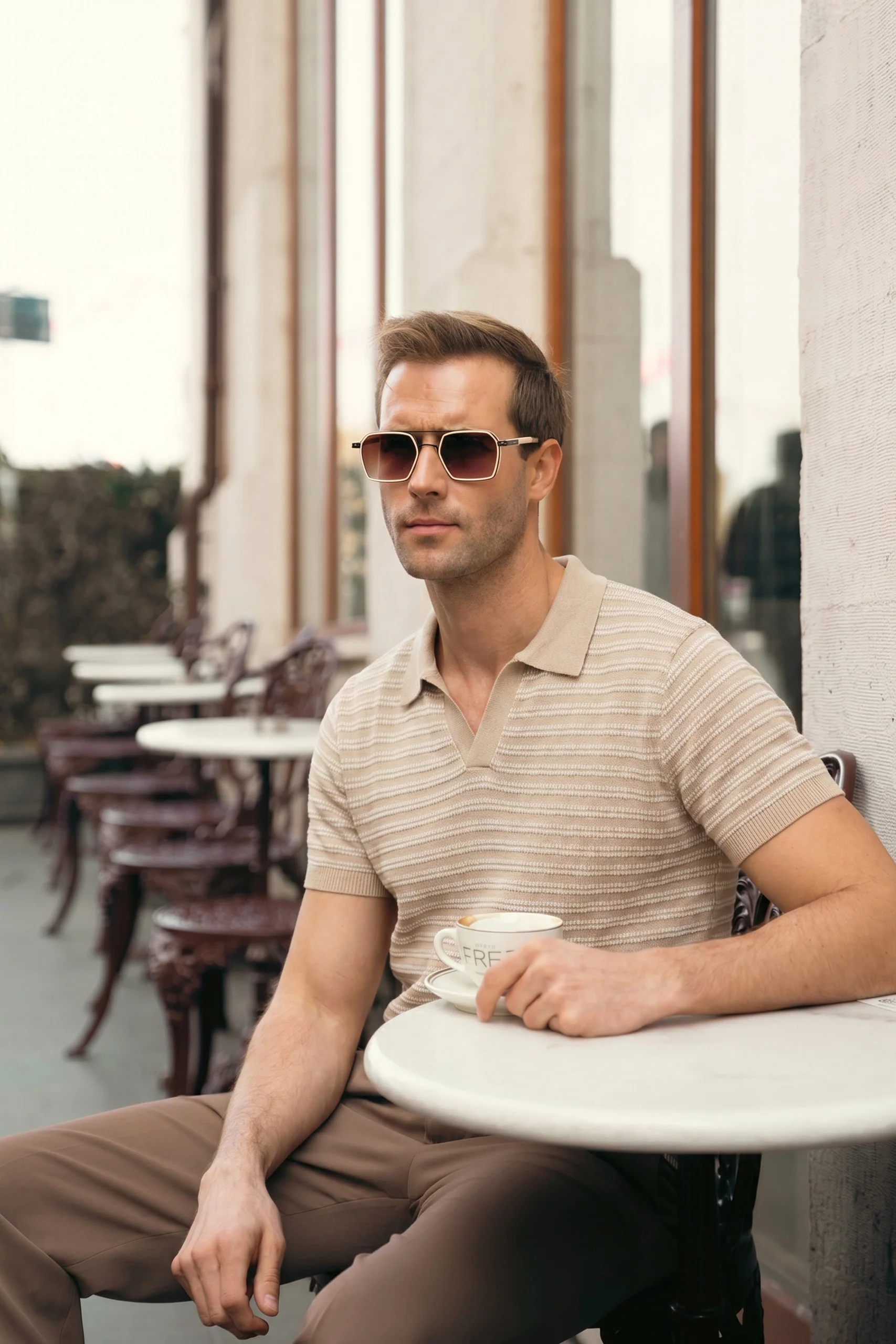 Striped Knit Polo Shirt (MKP-14) - Image 2