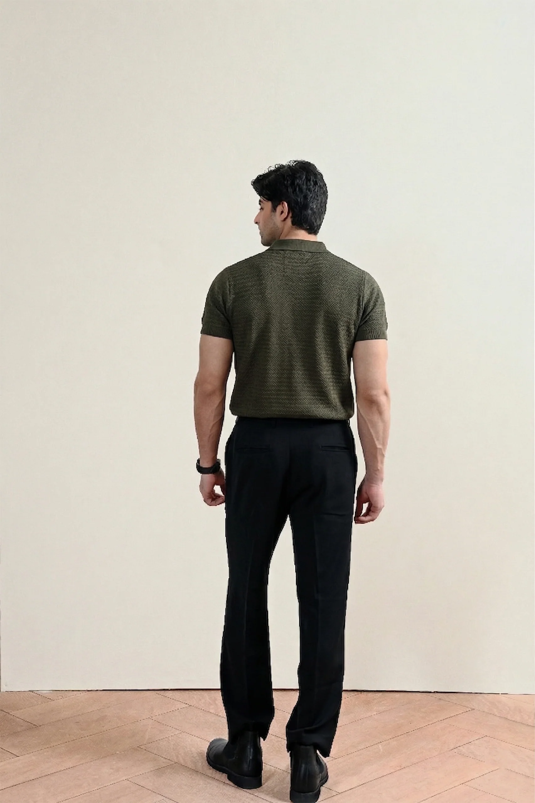 Textured Knit Polo Shirt (MKP-18) - Image 3
