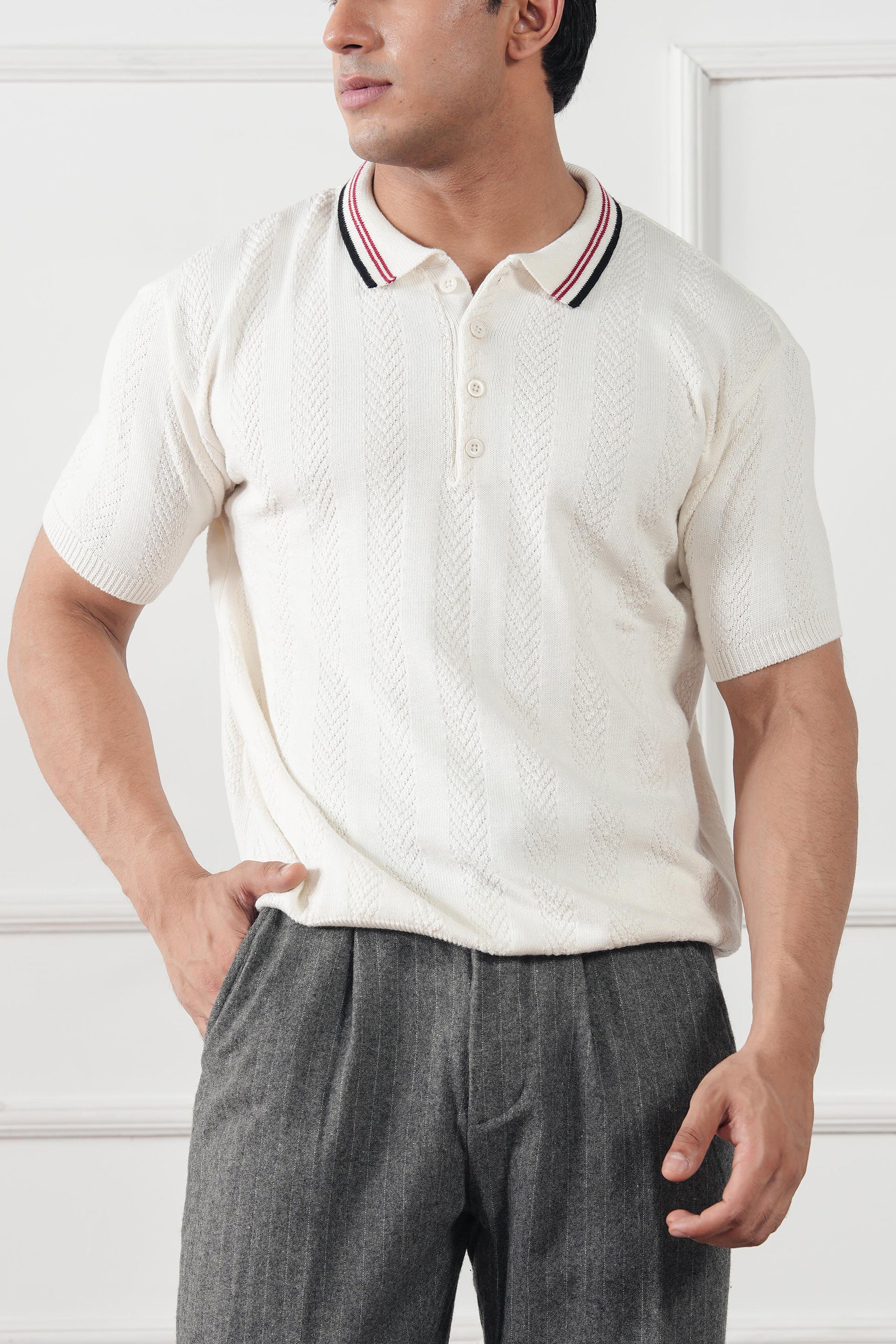 Textured Knit Polo Shirt (MKP-16) - Image 4