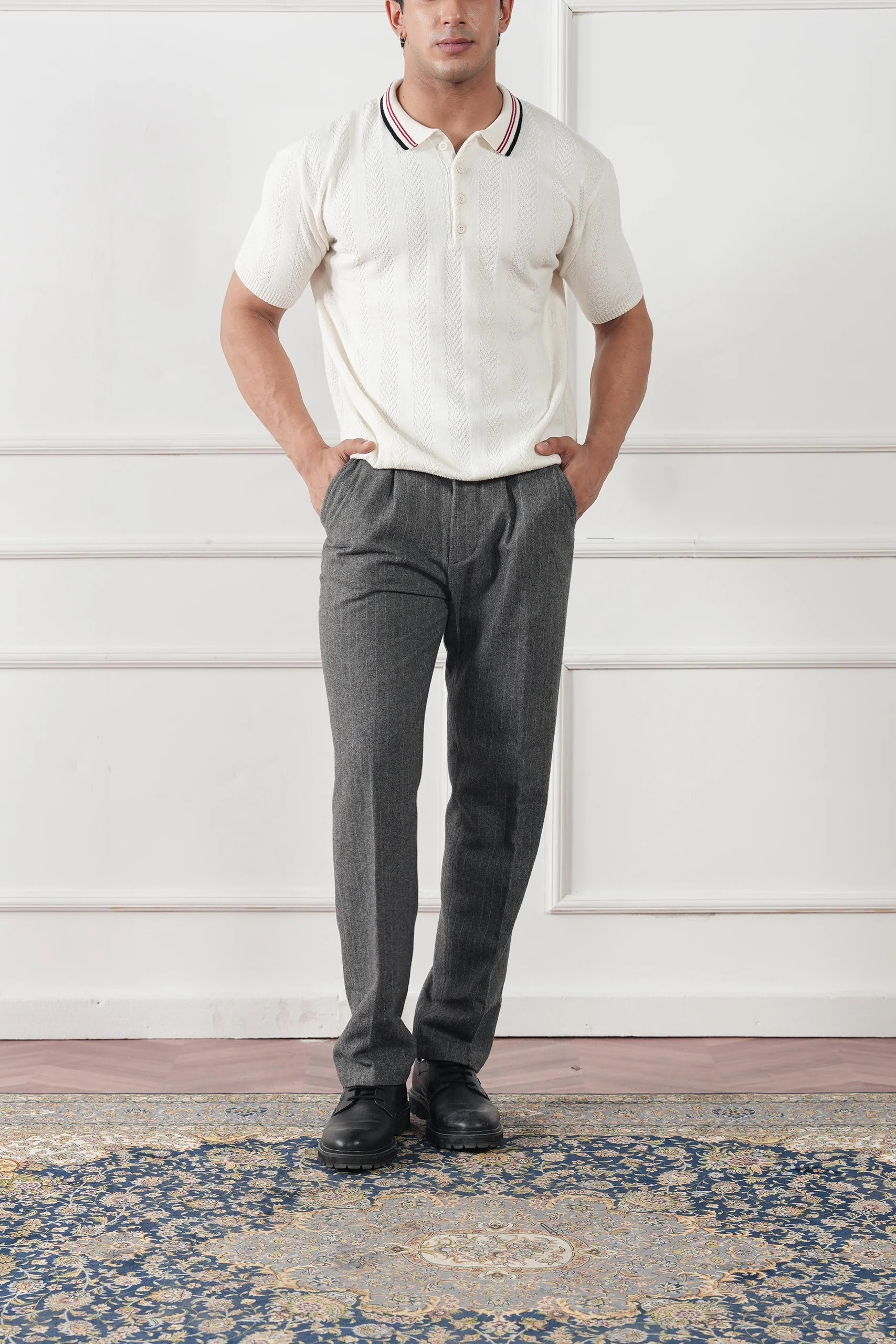 Textured Knit Polo Shirt (MKP-16) - Image 5