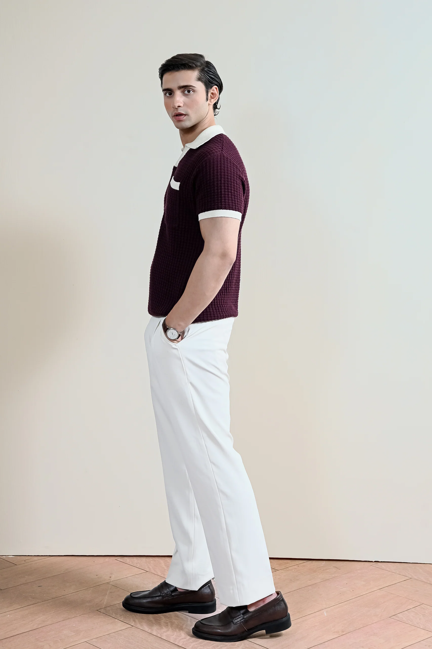 Waffle Knit Polo Shirt (MKP-14) - Image 3