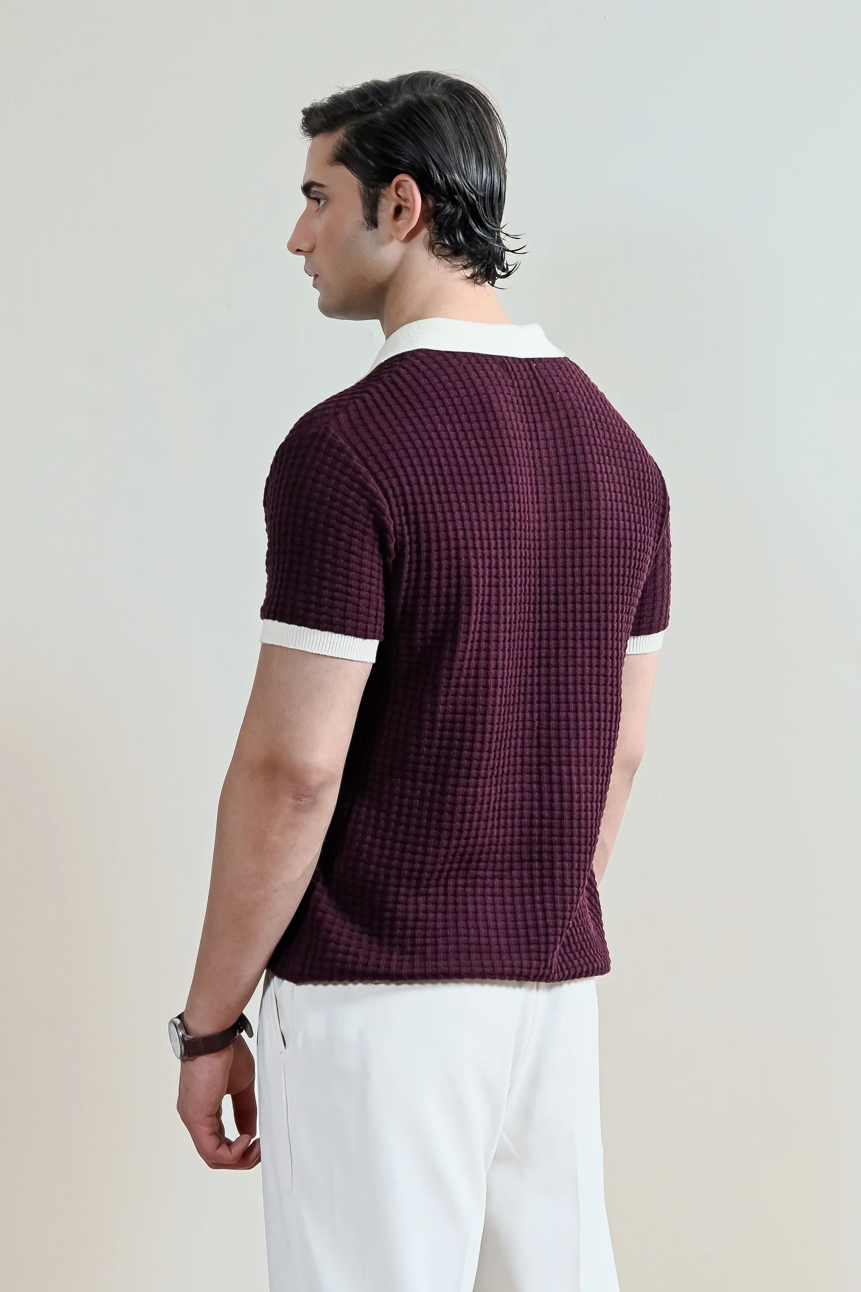 Waffle Knit Polo Shirt (MKP-14) - Image 5